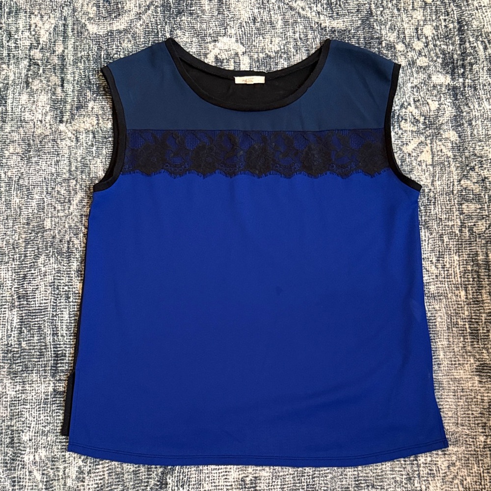 Mystree Royal Blue Lace Accent Tank Top